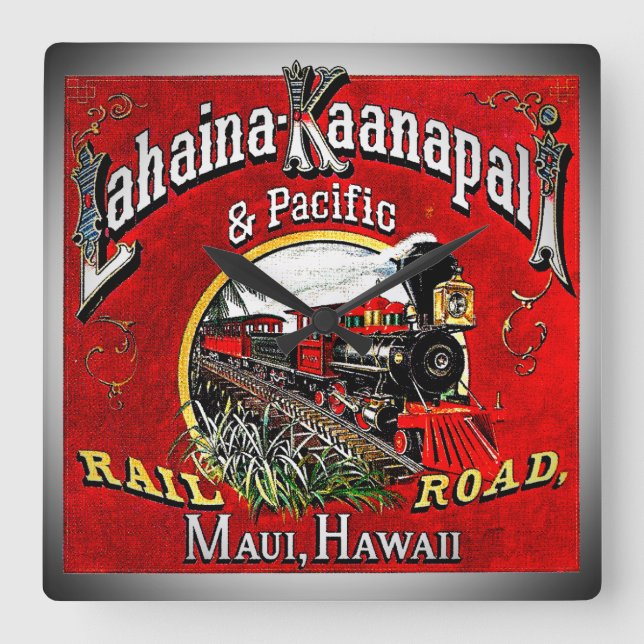 The Sugar Cane Train with Baldwin Locomotives Square Wall Clock (Front)