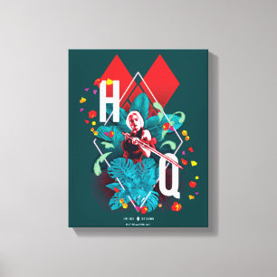 The Suicide Squad Harley Quinn Floral Diamond Canvas Print