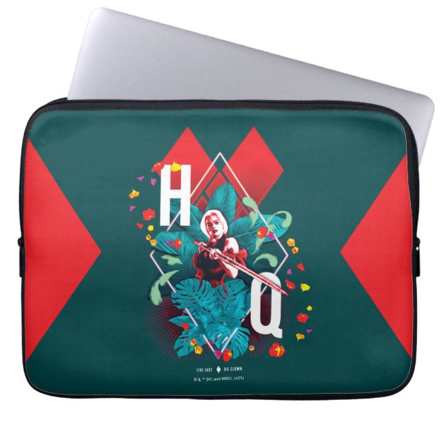 The Suicide Squad | Harley Quinn Floral Diamond Laptop Sleeve (Front)