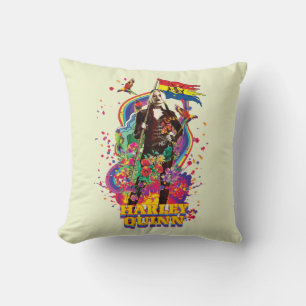 The Suicide Squad Harley Quinn Flowers & Rainbow Cushion