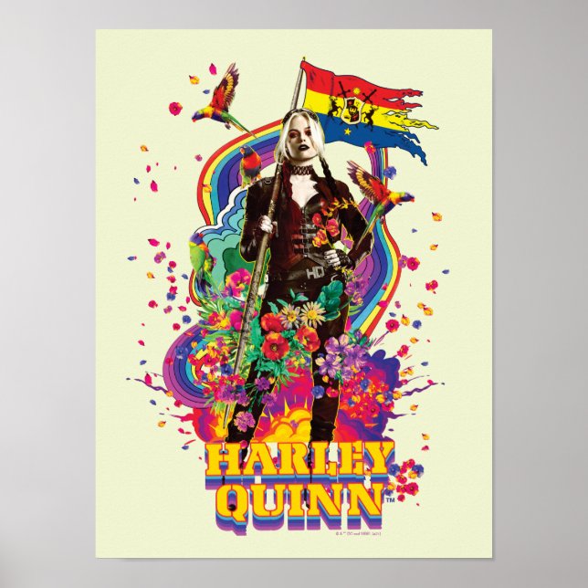 The Suicide Squad | Harley Quinn Flowers & Rainbow Poster (Front)