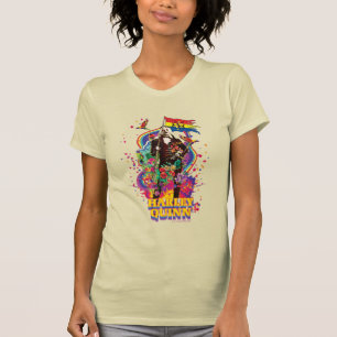The Suicide Squad   Harley Quinn Flowers & Rainbow T-Shirt