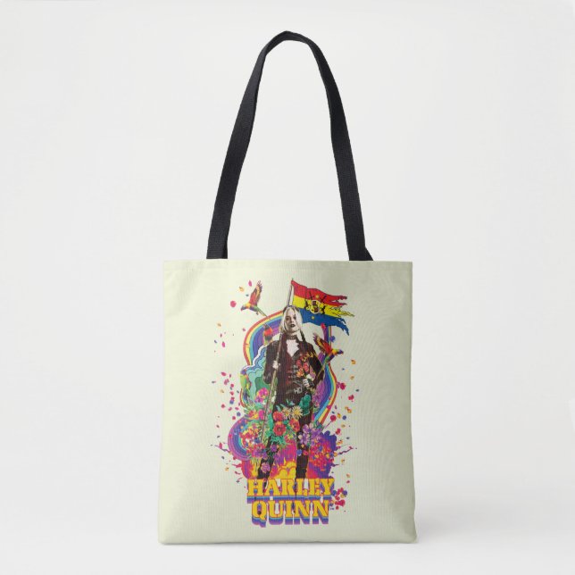 The Suicide Squad | Harley Quinn Flowers & Rainbow Tote Bag (Front)