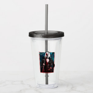 The Suicide Squad   Harley Quinn & Green Ferns Acrylic Tumbler
