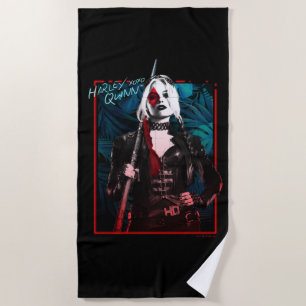 The Suicide Squad   Harley Quinn & Green Ferns Beach Towel
