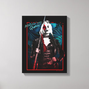 The Suicide Squad Harley Quinn & Green Ferns Canvas Print