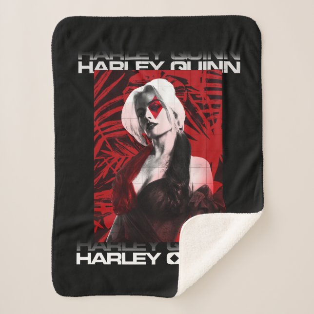 The Suicide Squad | Harley Quinn Red Fern Portrait Sherpa Blanket (Front)