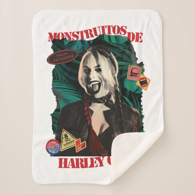 The Suicide Squad | Harley Quinn Winking Sherpa Blanket (Front)