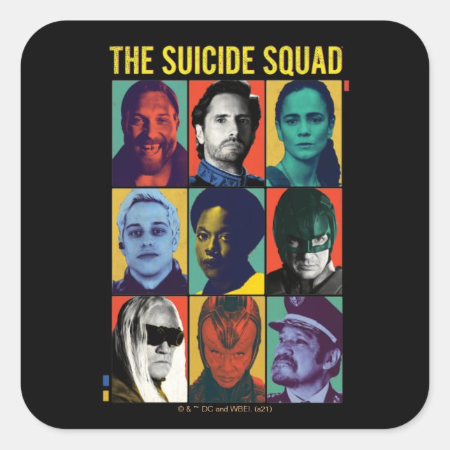 The Suicide Squad | Retro Grid With Amanda Waller Square Sticker (Front)