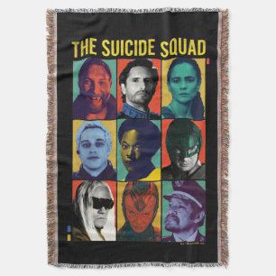 The Suicide Squad   Retro Grid With Amanda Waller Throw Blanket