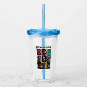 The Suicide Squad   Retro Grid With Harley Quinn Acrylic Tumbler