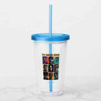 The Suicide Squad | Retro Grid With Harley Quinn Acrylic Tumbler