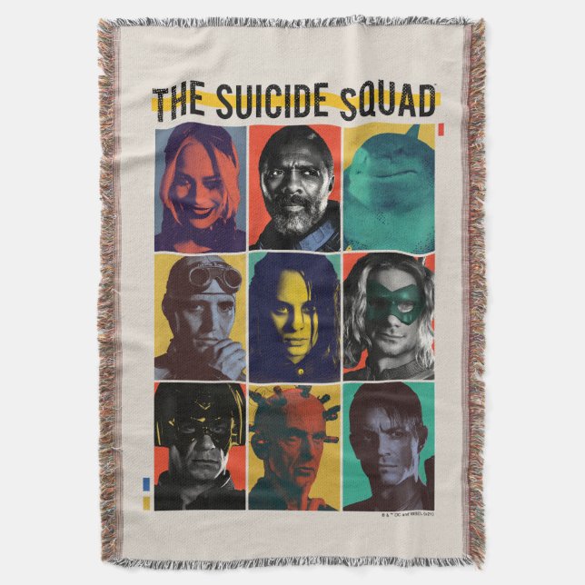 The Suicide Squad | Retro Grid With Harley Quinn Throw Blanket (Front Vertical)