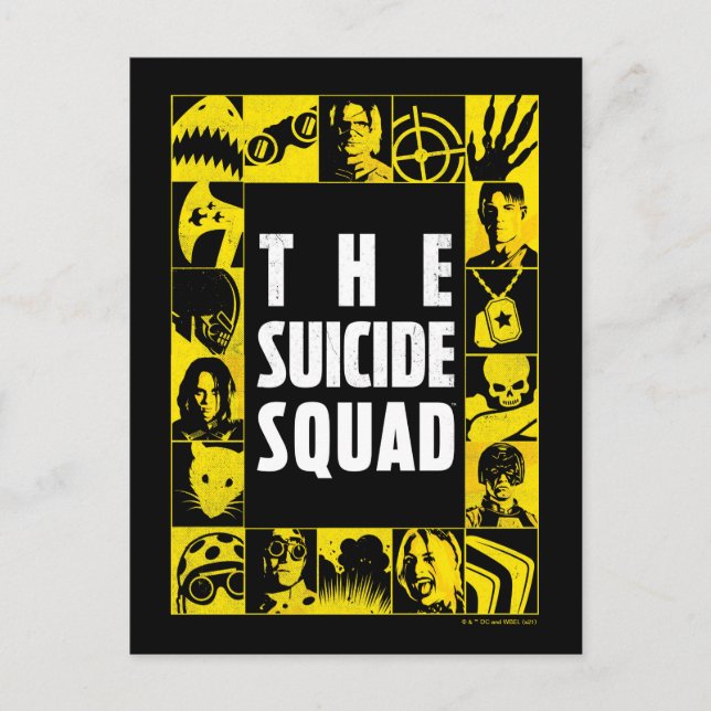 The Suicide Squad | Yellow & Black Icon Blocks Postcard (Front)