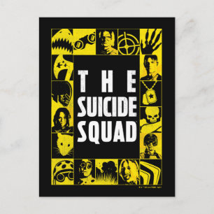 The Suicide Squad   Yellow & Black Icon Blocks Postcard