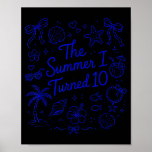 The Summer I Turned 10 Tropical Beach Birthday Poster