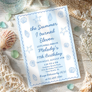 The Summer I Turned Eleven Seashell 11th Birthday Invitation