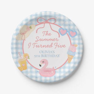 The Summer I Turned Five Coastal 5th Birthday Paper Plate
