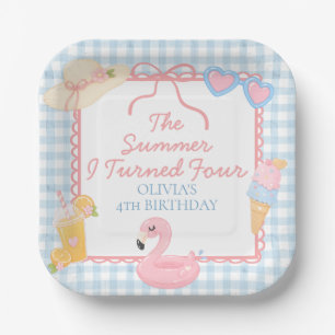 The Summer I Turned Four coastal 4th Birthday Paper Plate