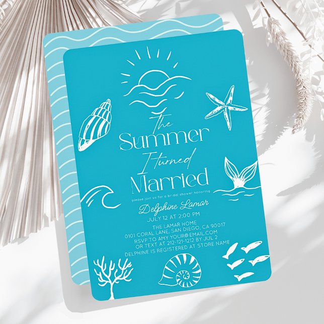 The Summer I Turned Married Blue Sea Bridal Shower Invitation (Creator Uploaded)
