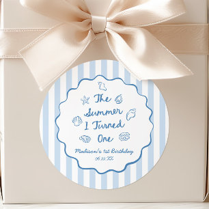 The Summer I Turned One 1st Birthday Party Classic Round Sticker