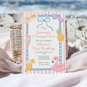 The Summer I Turned One Coastal beach 1st birthday Invitation