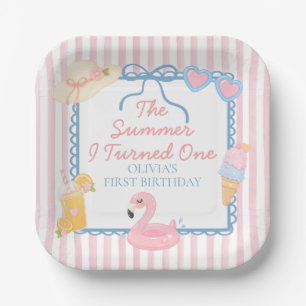 The Summer I Turned One Coastal Beach 1st Birthday Paper Plate