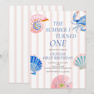 The Summer I Turned One Coastal first birthday Invitation