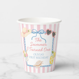 The Summer I Turned One First Birthday Paper Plate Cups