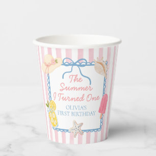 The Summer I Turned One First Birthday Paper Plate Cups