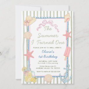 The Summer I Turned One Sage Beach 1st Birthday  Invitation