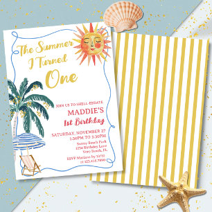 The Summer I Turned One Tropical Sun 1st Birthday Invitation