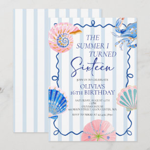 The Summer I Turned Sixteen coastal 16th Birthday Invitation