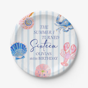 The Summer I Turned Sixteen Coastal 16th Birthday Paper Plate