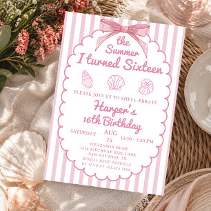 The Summer I Turned Sixteen Pink Sea 16th Birthday Invitation