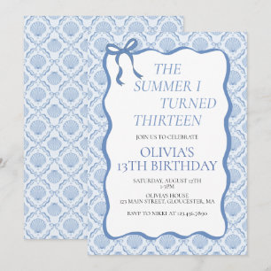 The Summer I Turned Thirteen 13th Birthday Invitation