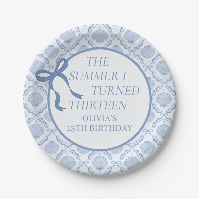 The Summer I Turned Thirteen 13th Birthday Paper Plate (Front)