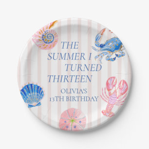 The Summer I Turned Thirteen Coastal 13th Birthday Paper Plate