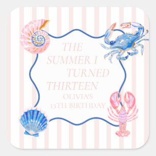 The Summer I Turned Thirteen Coastal 13th Birthday Square Sticker