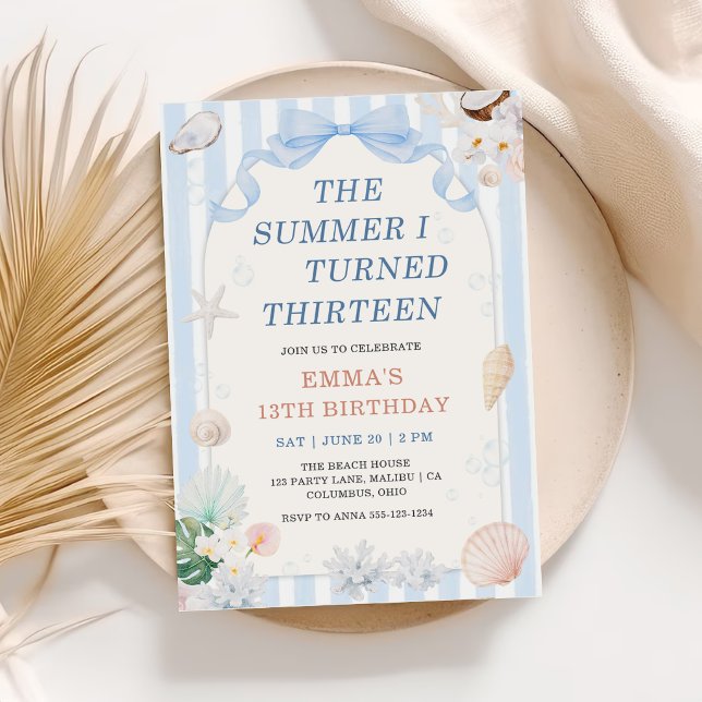 The Summer I Turned Thirteen Seashell Birthday Invitation (Creator Uploaded)