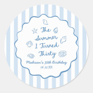 The Summer I Turned Thirty 30th Birthday Party Classic Round Sticker