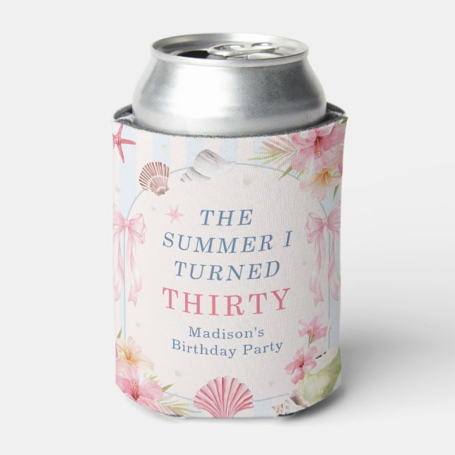 The Summer I Turned Thirty Seashell Birthday Can Cooler (Can Front)