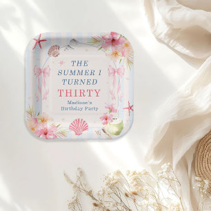 The Summer I Turned Thirty Seashell Birthday Paper Plate