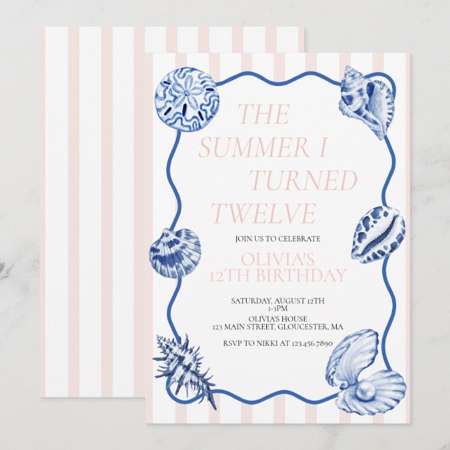 The Summer I Turned Twelve 12th Birthday Invitation (Front/Back)