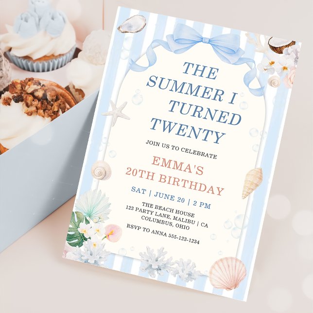 The Summer I Turned Twenty Seashell Birthday Invitation (Creator Uploaded)