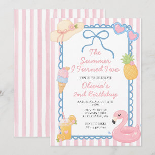 The Summer I Turned Two Coastal Beach 2nd birthday Invitation