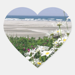 "The Summer Ocean Daisy" Heart Sticker