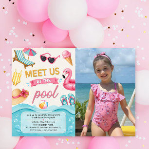 The Summer Pool Birthday Party Photo Invitation