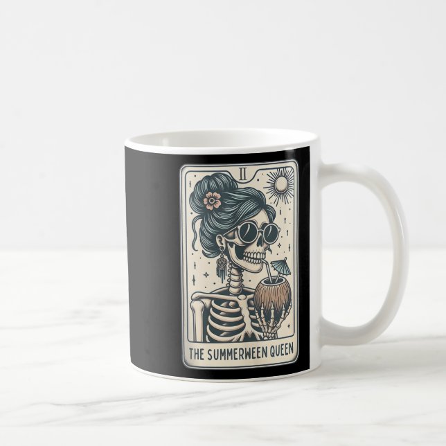 The Summerween Queen Tarot Card, Witchy Halloween  Coffee Mug (Right)