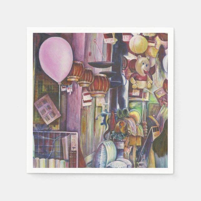 The sun and Moon Pink Balloon, Singapore Napkin (Front)